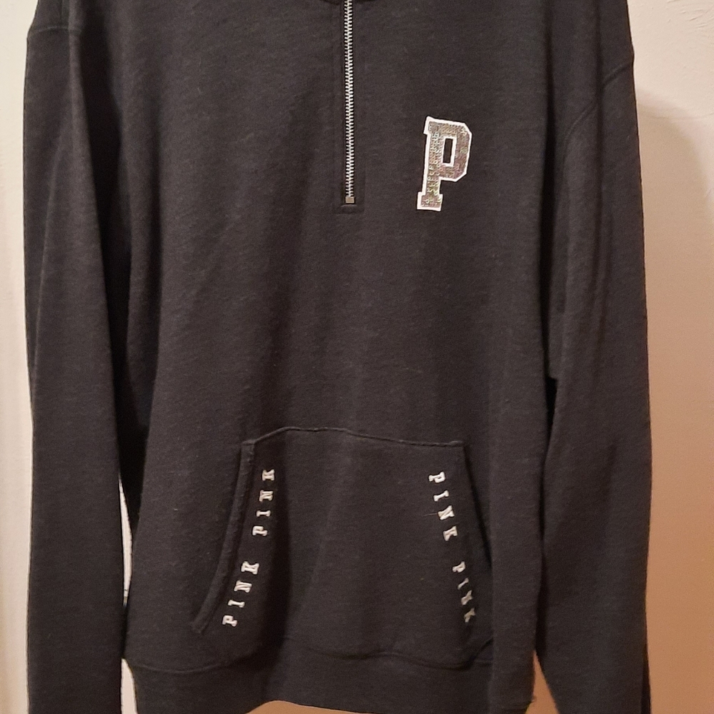 PINK 1/4 zip sweatshirt sequined